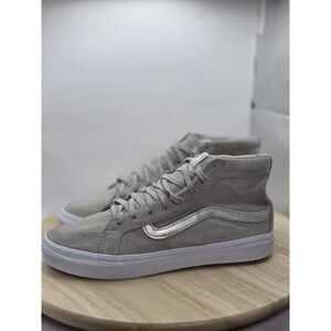 Womens Size 9 - VANS Sk8 Hi Top Beige/Silver/White Suede Skate Shoes